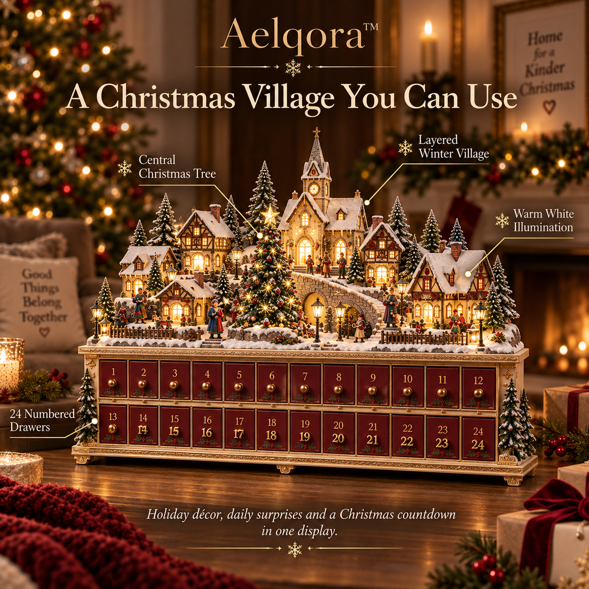 Aelqora™ Hearthvale Christmas Advent Village