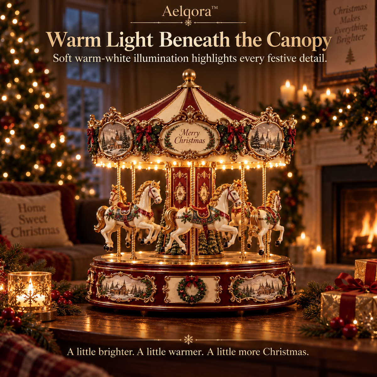 Aelqora™ Noelspire Rotating Christmas Carousel