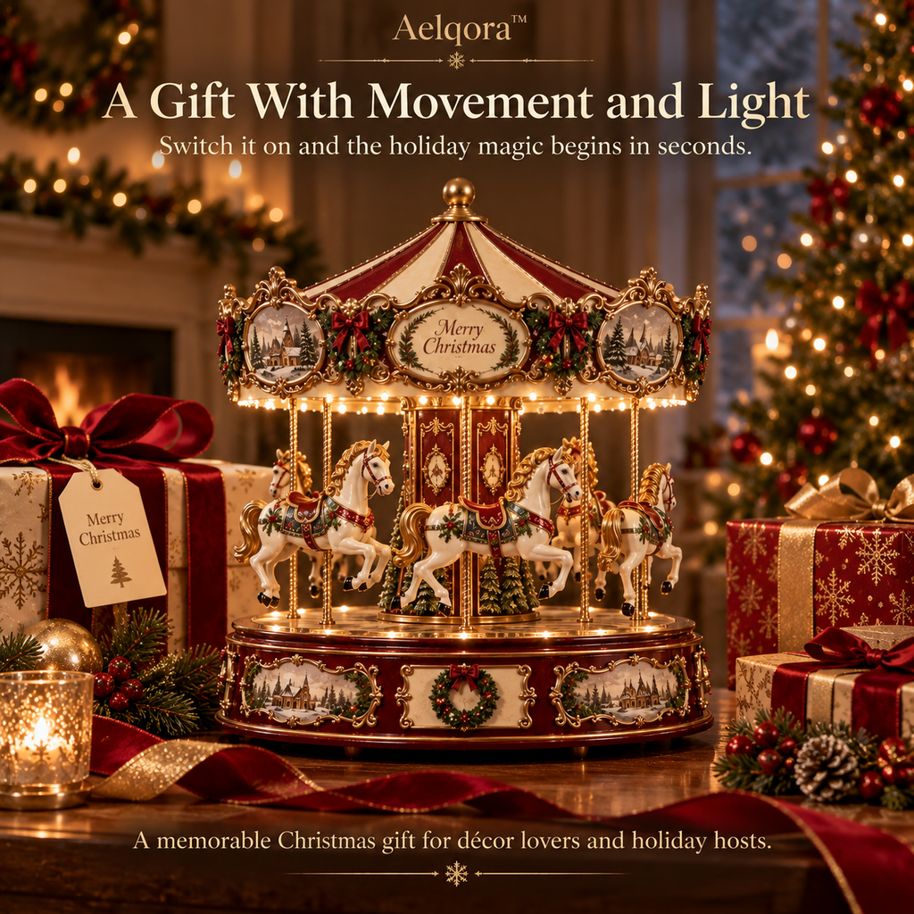Aelqora™ Noelspire Rotating Christmas Carousel