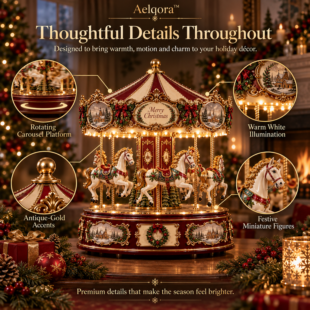 Aelqora™ Noelspire Rotating Christmas Carousel