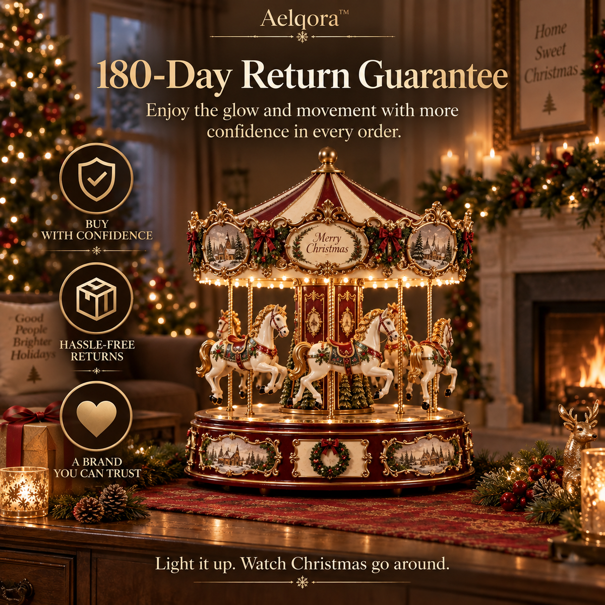 Aelqora™ Noelspire Rotating Christmas Carousel