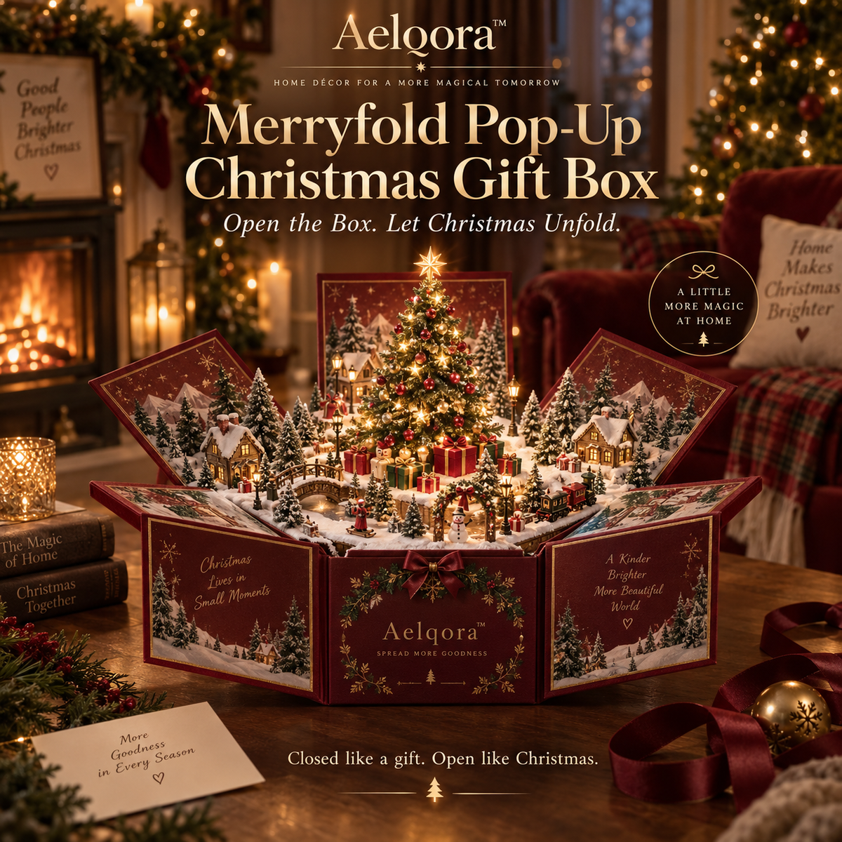 Aelqora™ Merryfold Pop-Up Christmas Gift Box