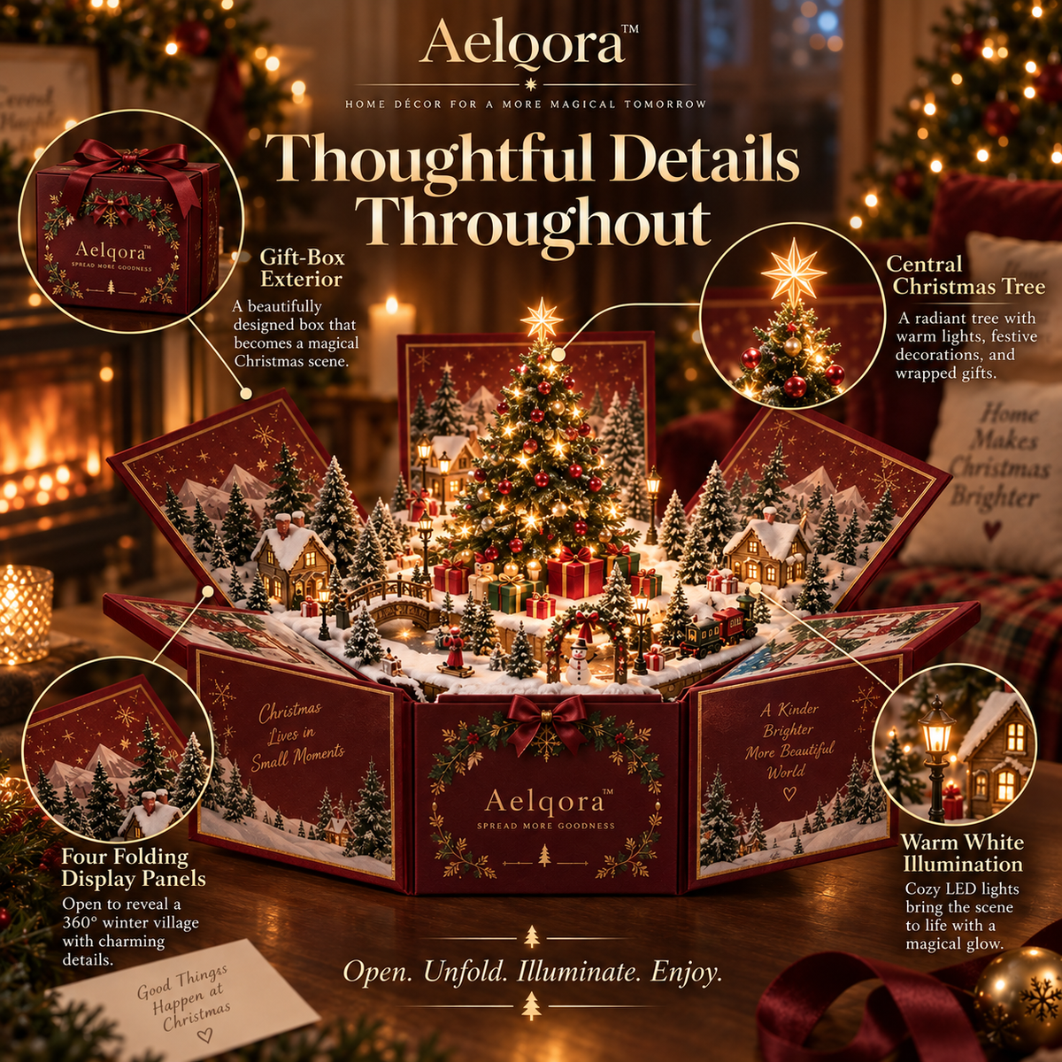 Aelqora™ Merryfold Pop-Up Christmas Gift Box