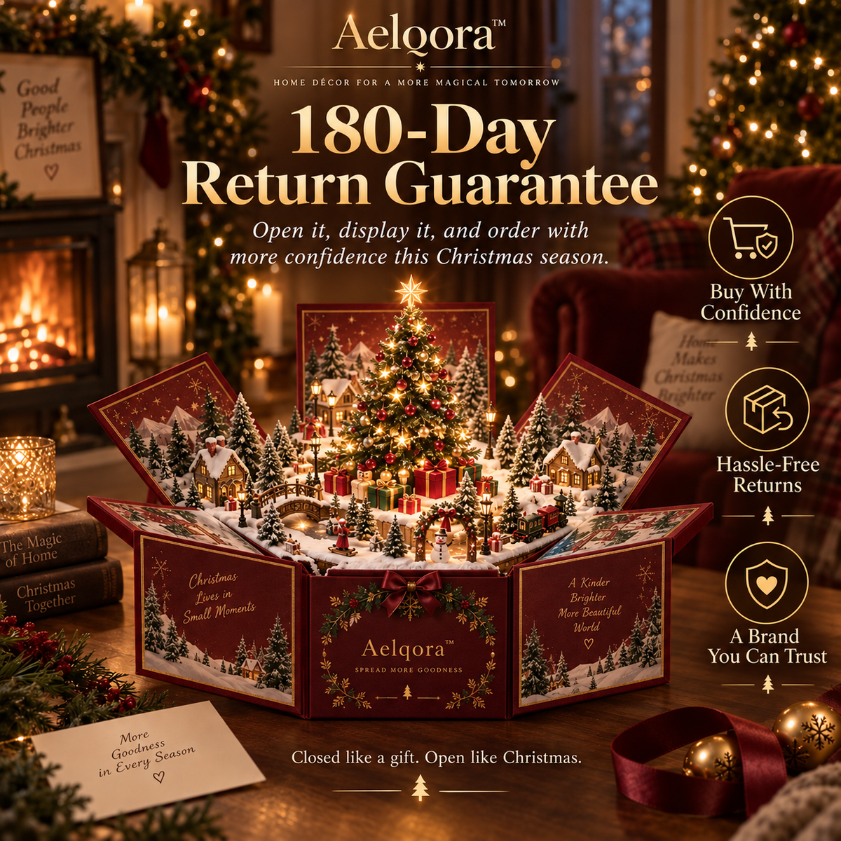 Aelqora™ Merryfold Pop-Up Christmas Gift Box