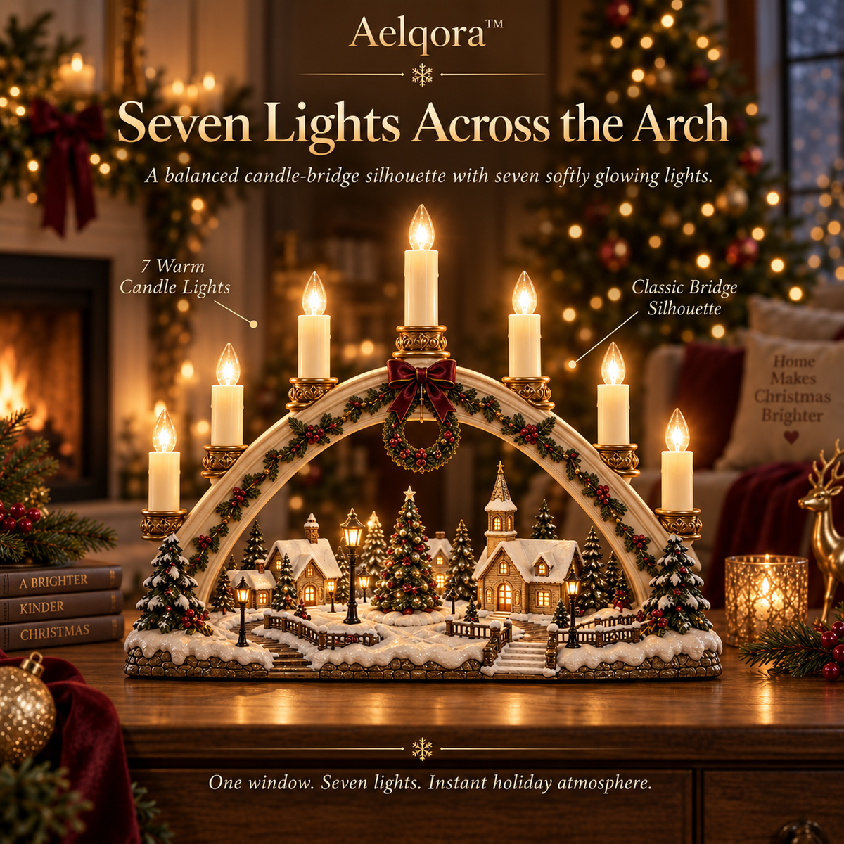 Aelqora™ Hearthglow Christmas Candle Bridge