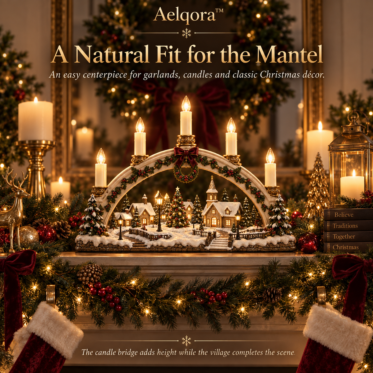 Aelqora™ Hearthglow Christmas Candle Bridge