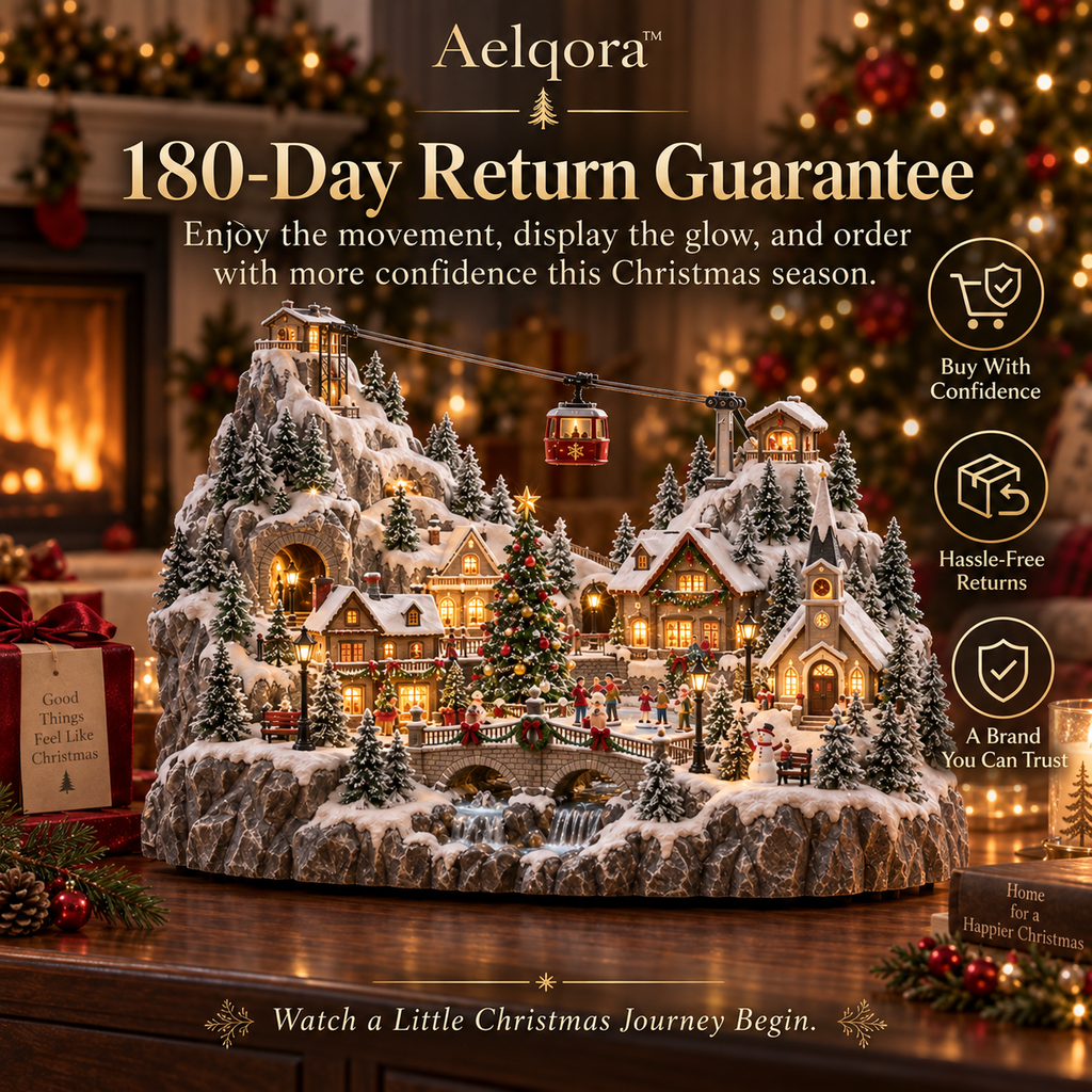 Aelqora™ Frostline Christmas Cable Car Village