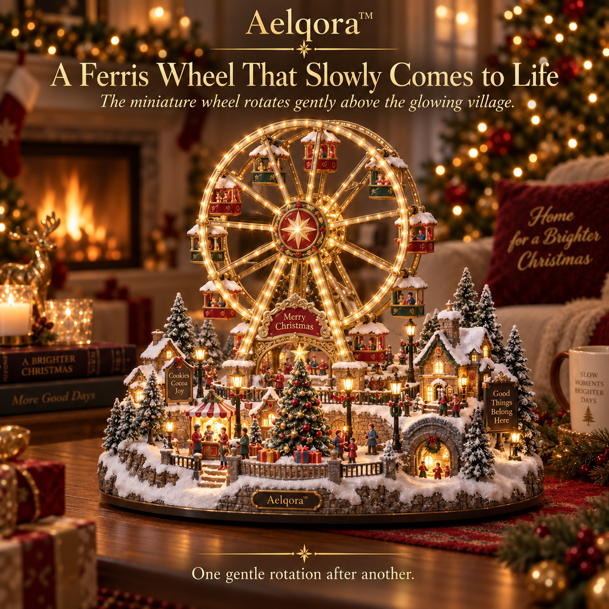 Aelqora™ Starwheel Christmas Ferris Wheel Village