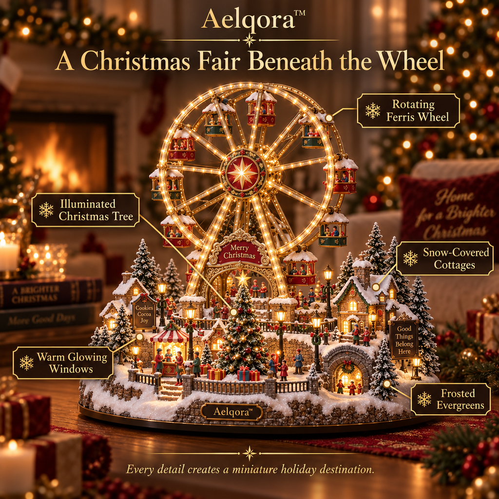 Aelqora™ Starwheel Christmas Ferris Wheel Village