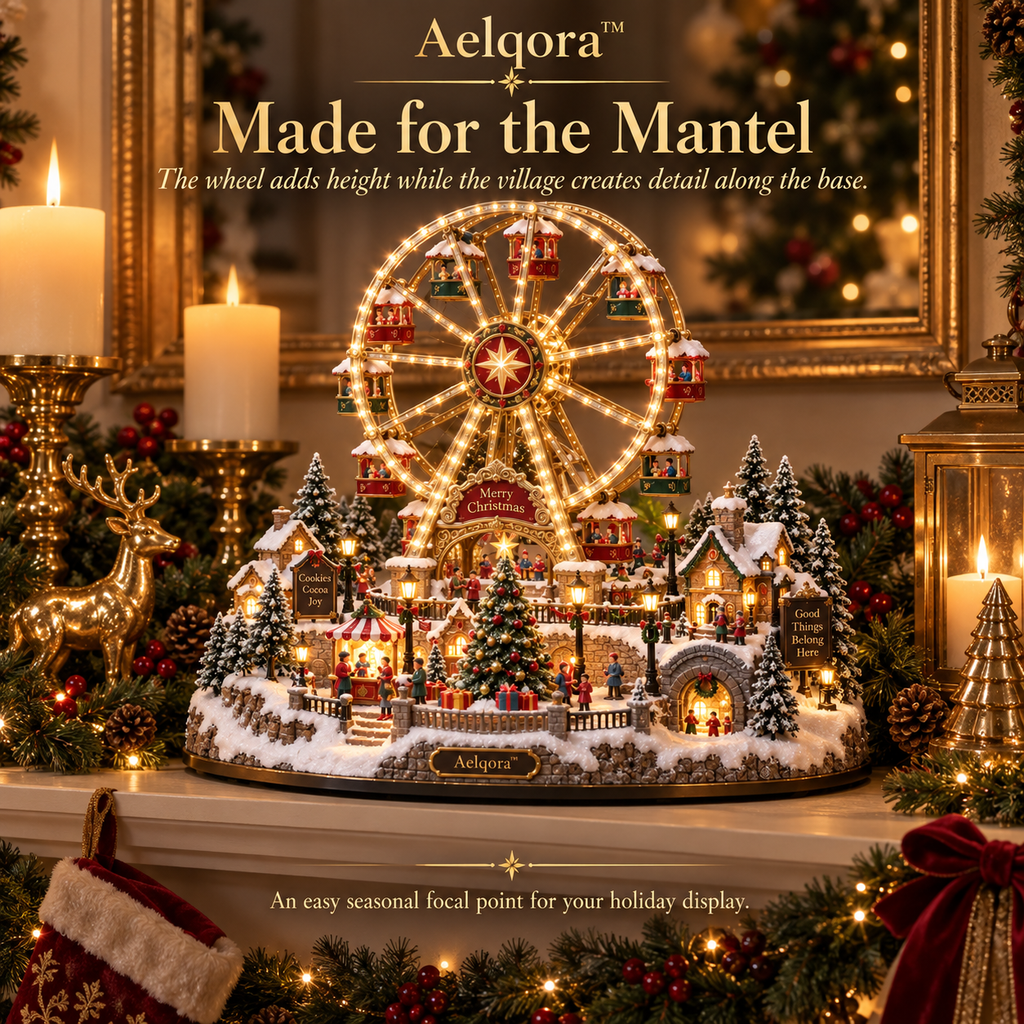 Aelqora™ Starwheel Christmas Ferris Wheel Village