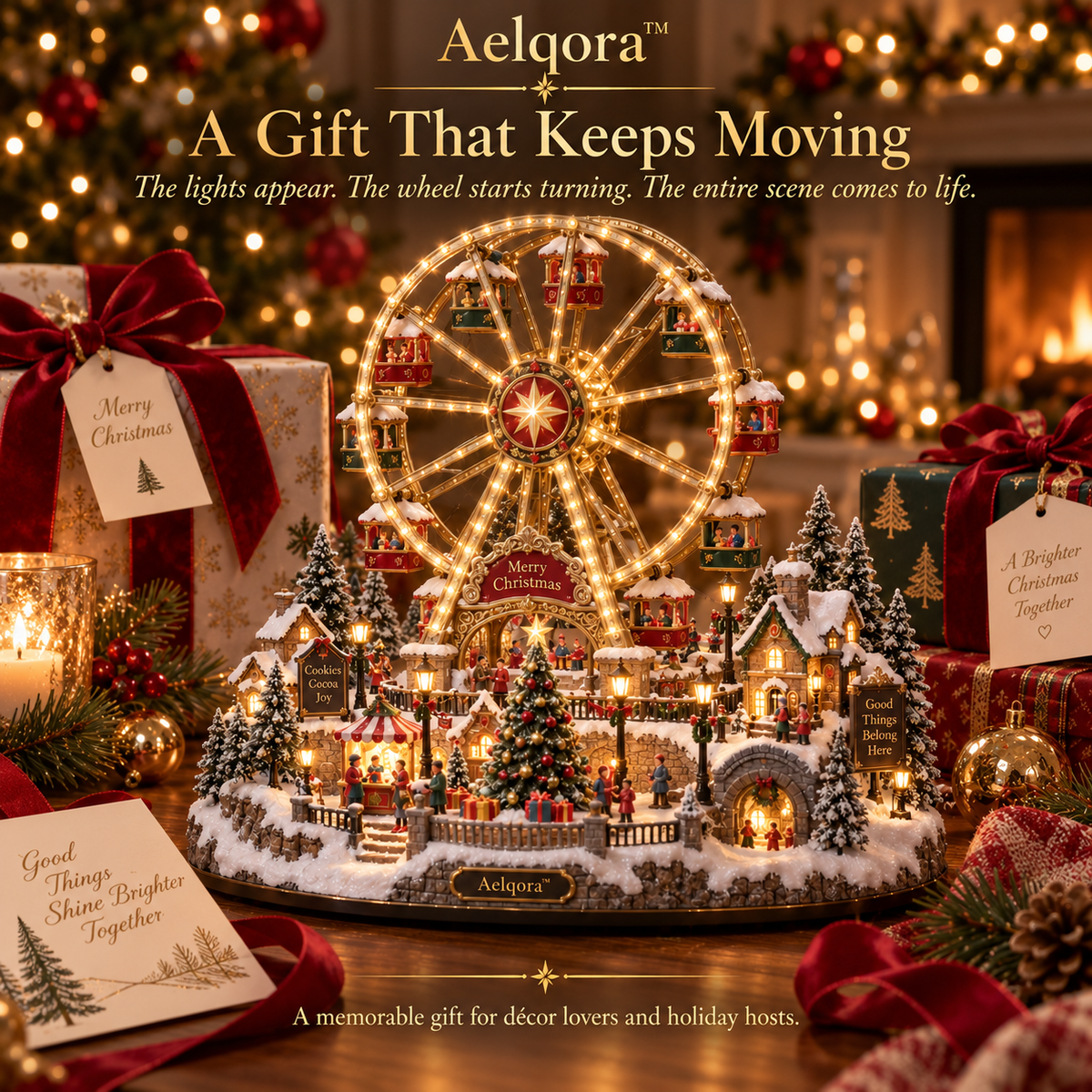 Aelqora™ Starwheel Christmas Ferris Wheel Village