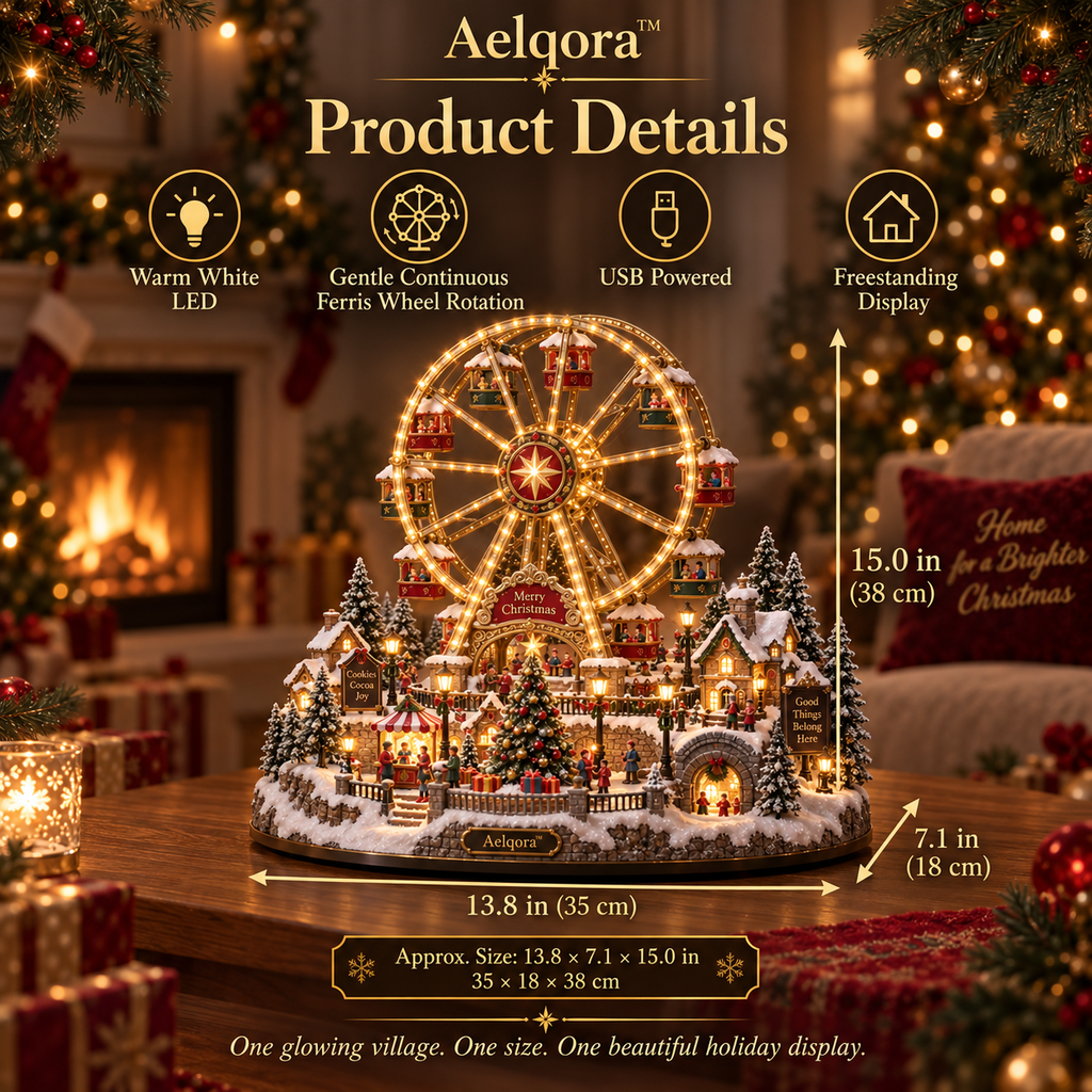 Aelqora™ Starwheel Christmas Ferris Wheel Village