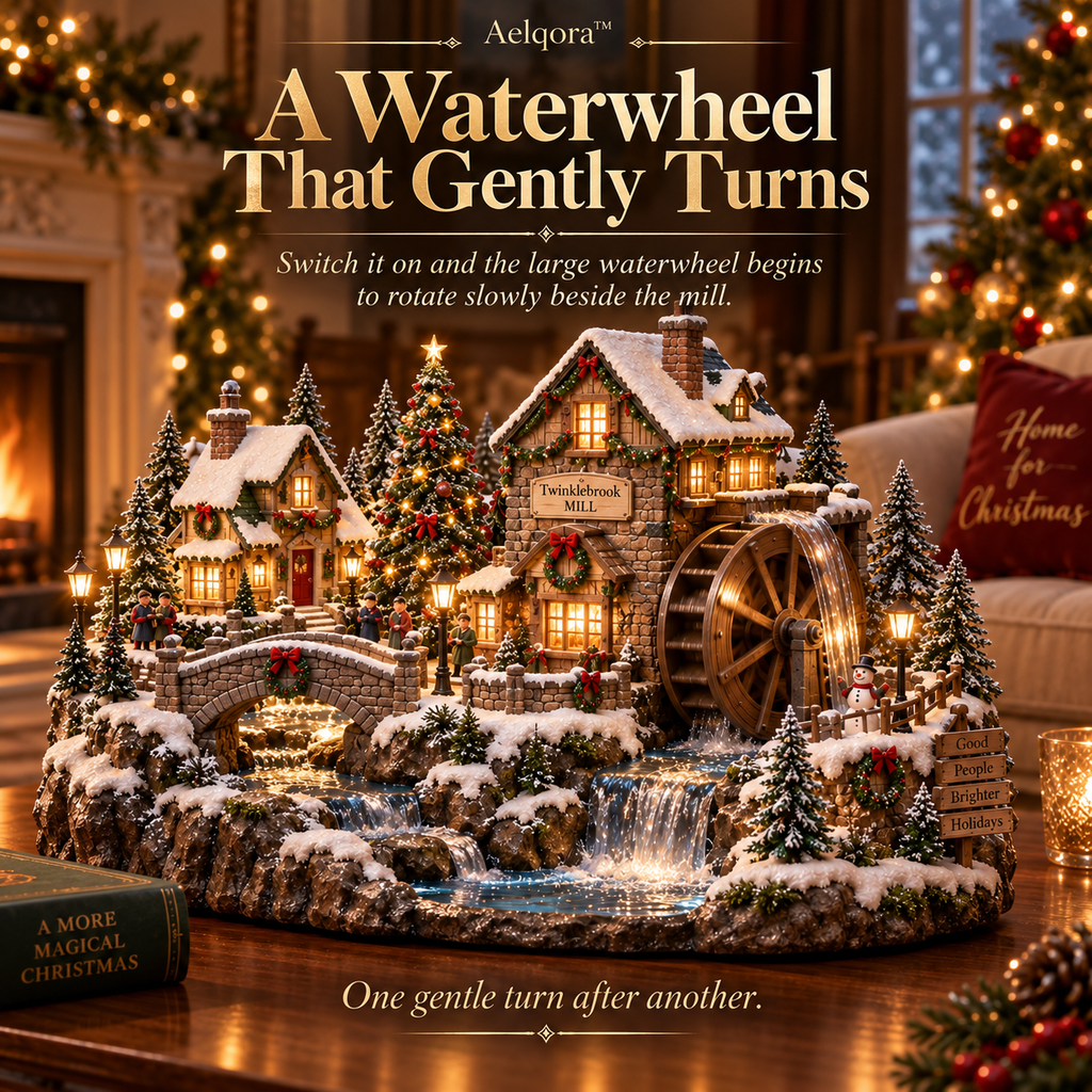 Aelqora™ Twinklebrook Christmas Watermill Village