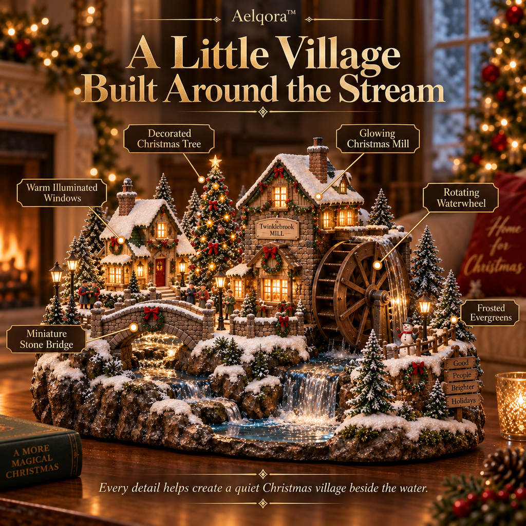 Aelqora™ Twinklebrook Christmas Watermill Village