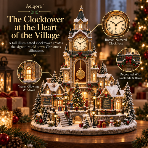 Aelqora™ Everchime Christmas Clocktower Village