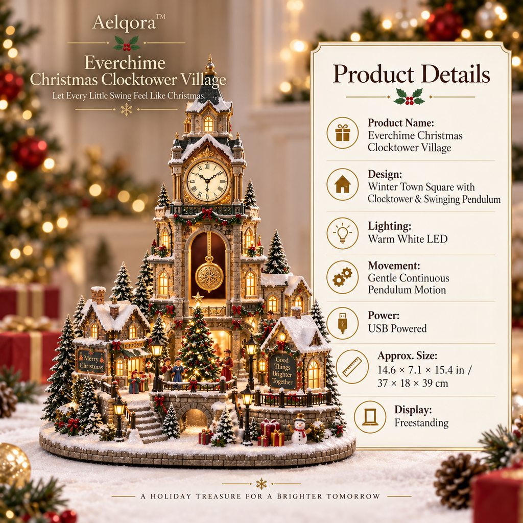 Aelqora™ Everchime Christmas Clocktower Village